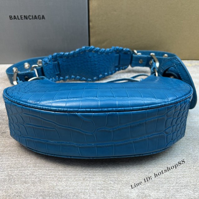 Balenciaga專櫃爆款Le Cagole半月牙腋下包餃子包 巴黎世家經典小號爆裂黑鱷金機車包 fyj1093